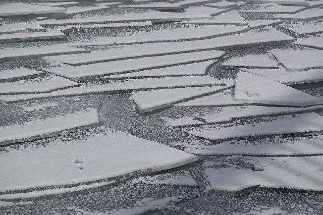 諏訪湖の氷のアート