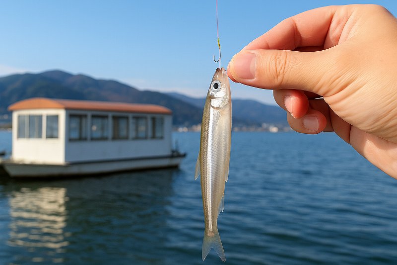 諏訪湖でワカサギ釣り